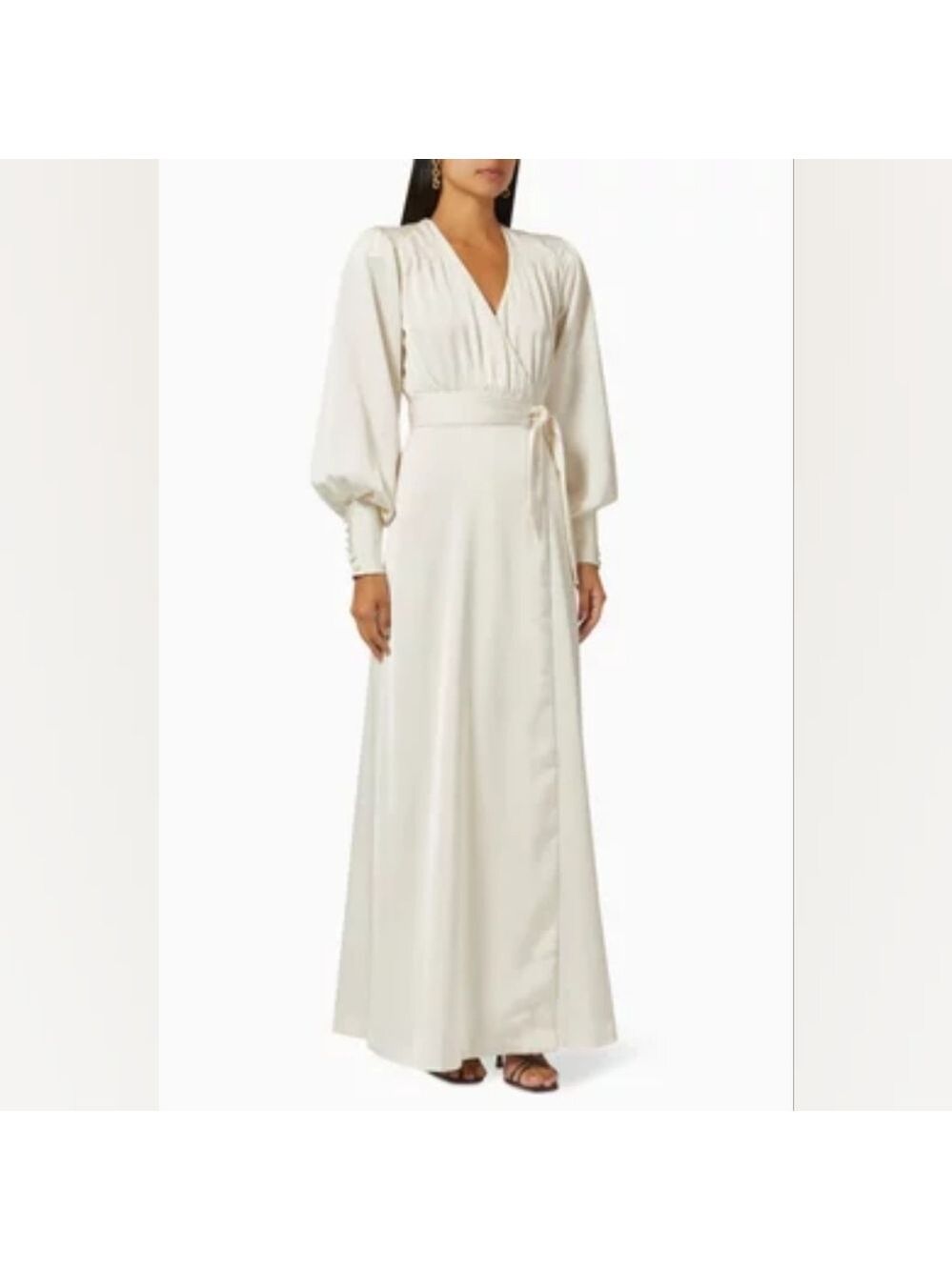 Rotate Birger Christensen Ria Off-white Satin Wrap Dress size 2 new no tags